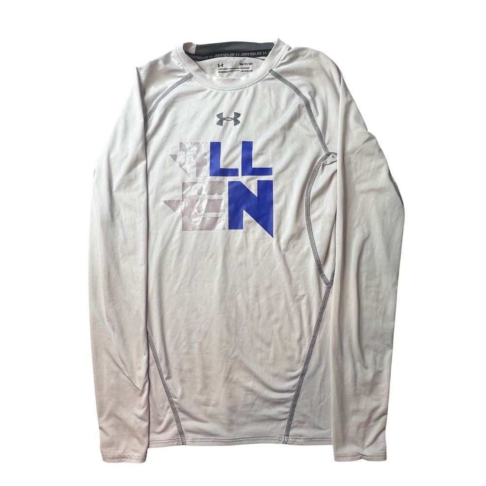 Under Armour Shirt Mens S White Allen HeatGear Compression Long Sleeve Athletic
